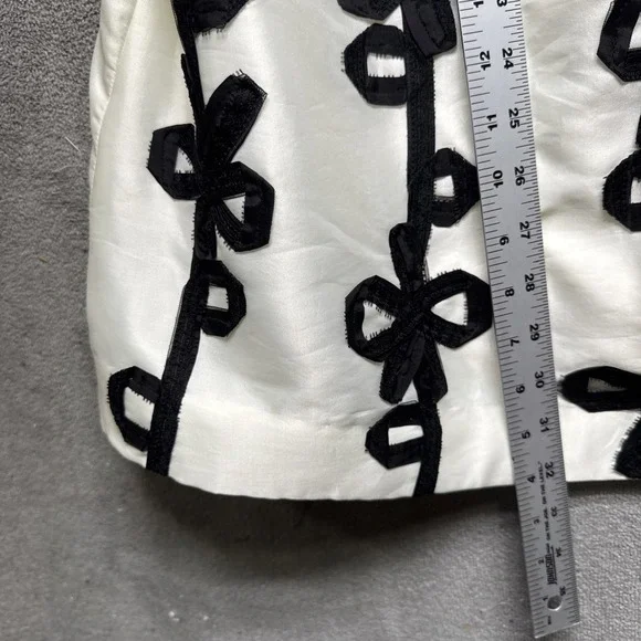 Lilly Pulitzer Black White Silk Strapless Cocktail Dress Women's 10 Bow Applique - Picture 3 of 11